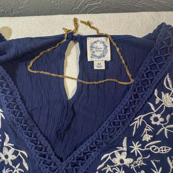 Blue Rain Tunic Dress, Size Medium, Solid Back, Boho Style - Picture 3 of 4